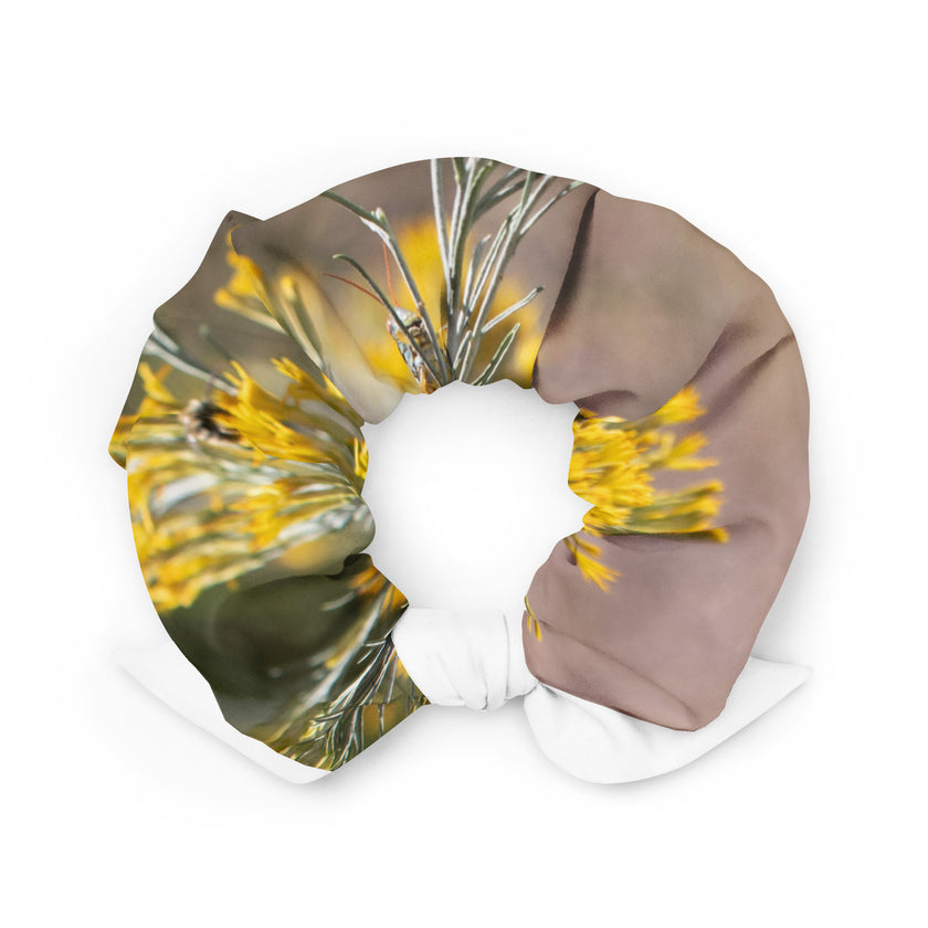 Yellow Scrunchie with bee's and blooms